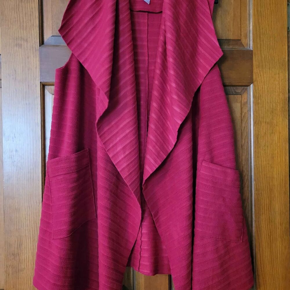 Women's Size XL XXL Le Moda Sleeveless Long Open Front Cardigan Pockets